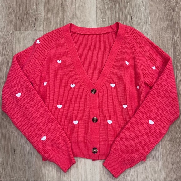 Red Heart Patterned Women's Sweater - Picture 1 of 1